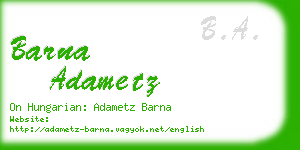 barna adametz business card